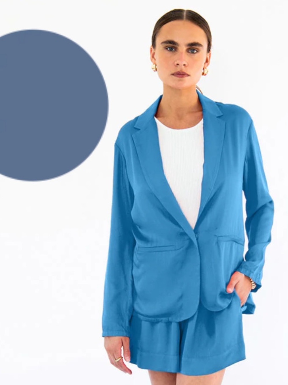 Neu Nomads || Karlie Jacket in Satin Tencel Blue‎ M NWT